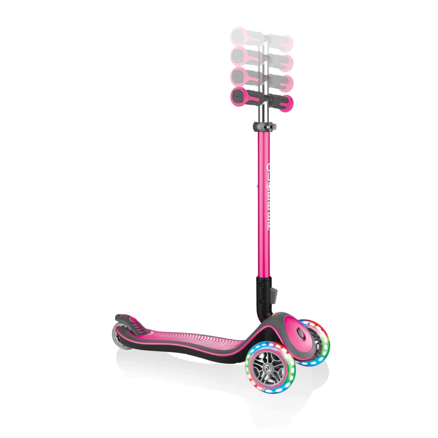Globber Elite Deluxe 3-Wheel Kids Scooter With Lights | Deep Pink - Image 4