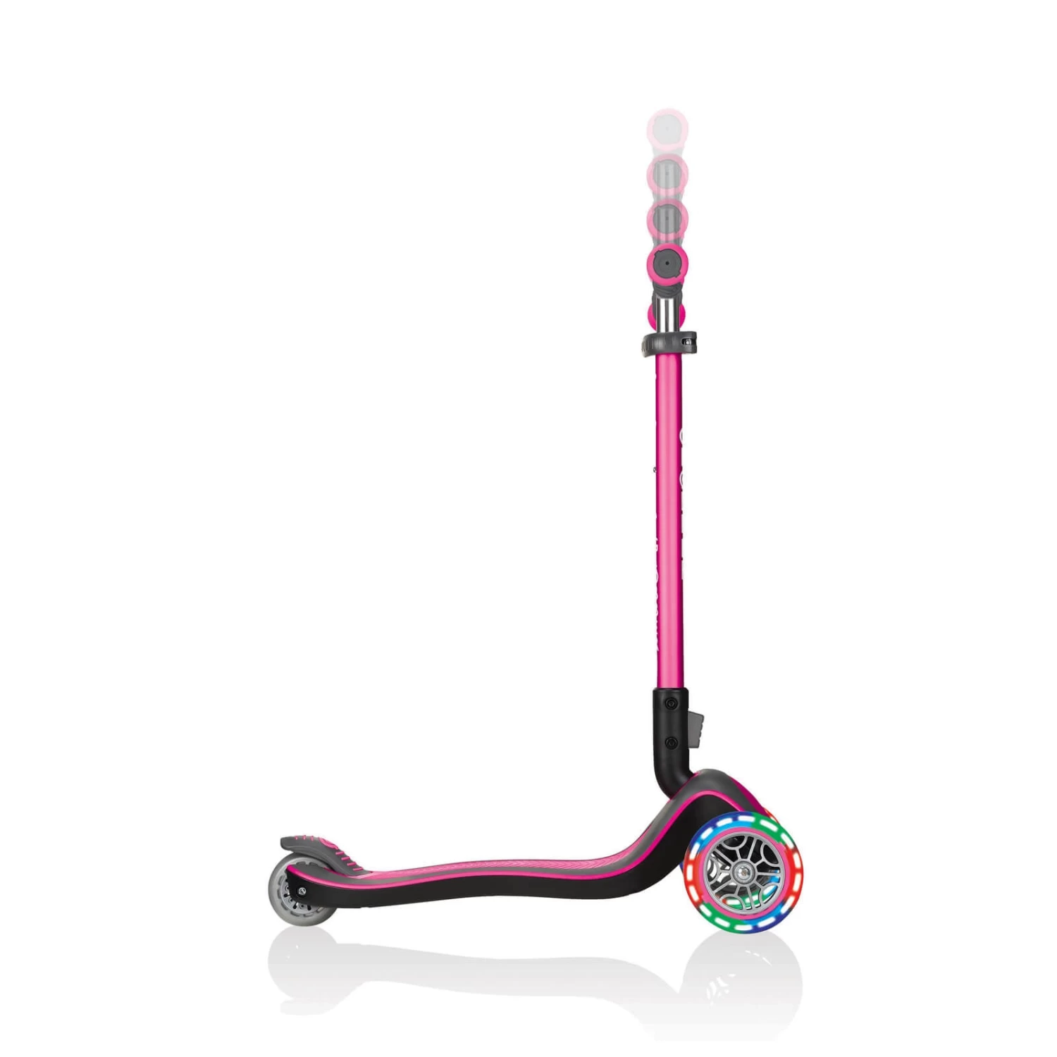Globber Elite Deluxe 3-Wheel Kids Scooter With Lights | Deep Pink - Image 3